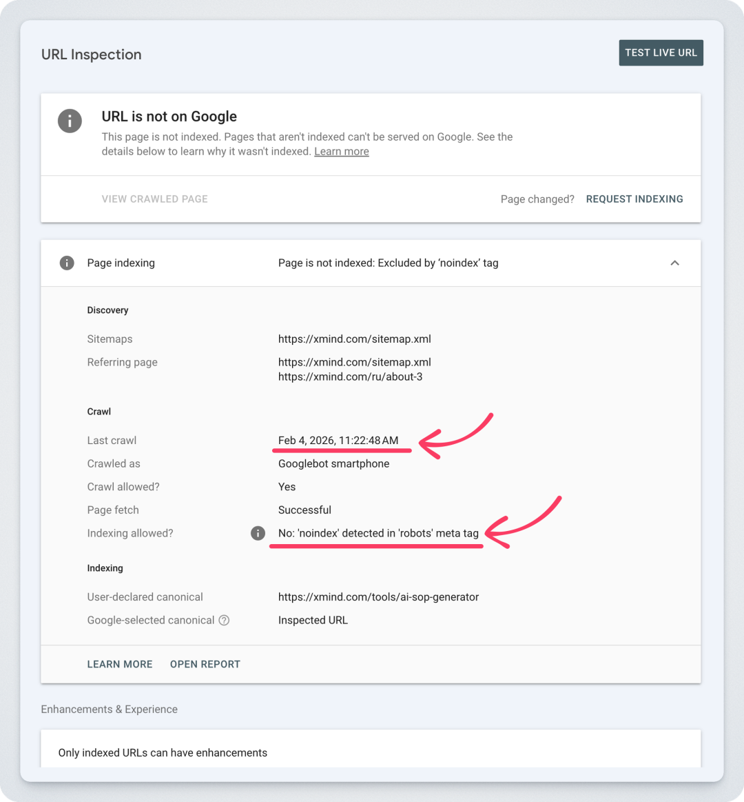 https://xmind.com/tools/ai-sop-generator 地址未被正常收录的示意图