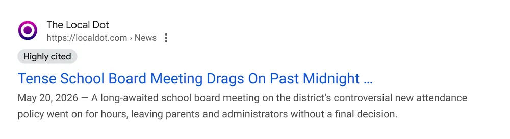 Google 搜索结果中 Highly Cited 标记的示意图